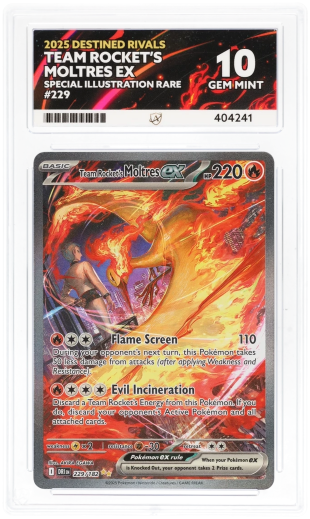 Team Rockets Moltres ex - Ace 10 229/182 - Destined Rivals - Perfect Subgrades