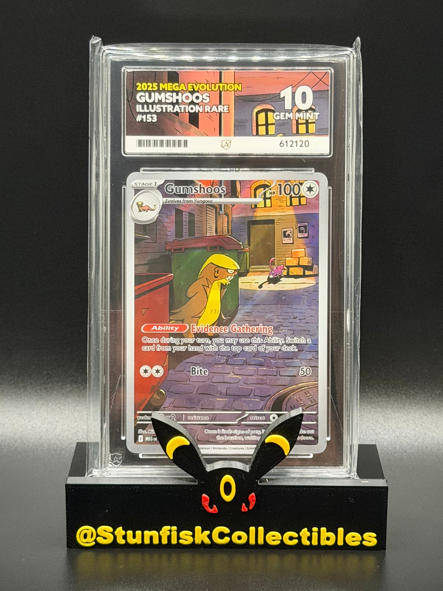 Gumshoos Illustration Rare - Ace 10 153/132 - Mega Evolutions - Perfect Subgrades